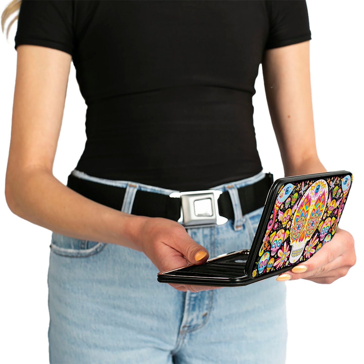 Hinged Wallet - Illuminate Calaveras Black Multi Color