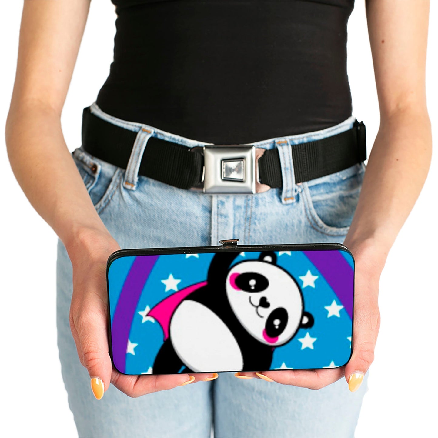 Hinged Wallet - Pandas & Rainbows w Stars