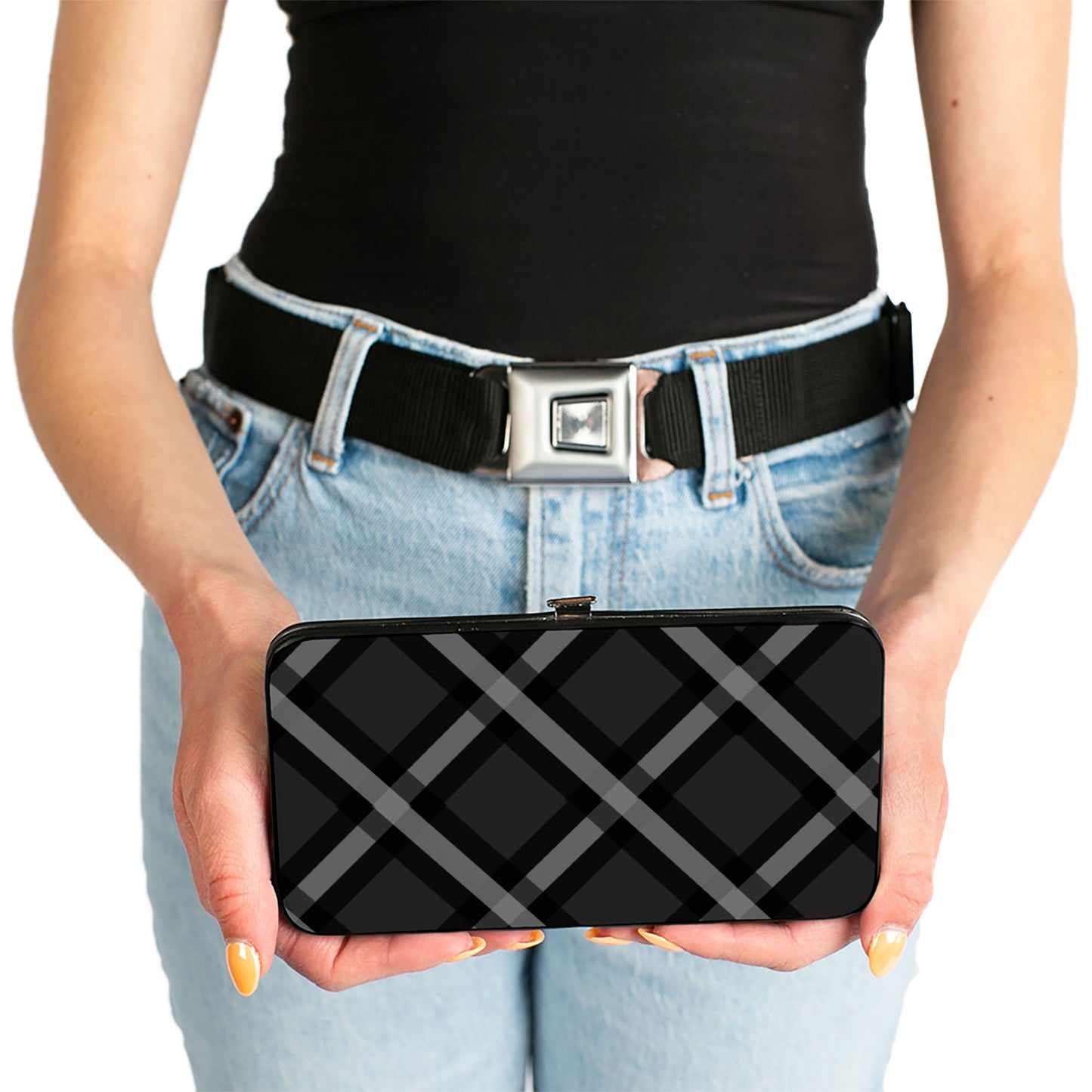 Hinged Wallet - Buffalo Plaid X Charcoal Black Gray