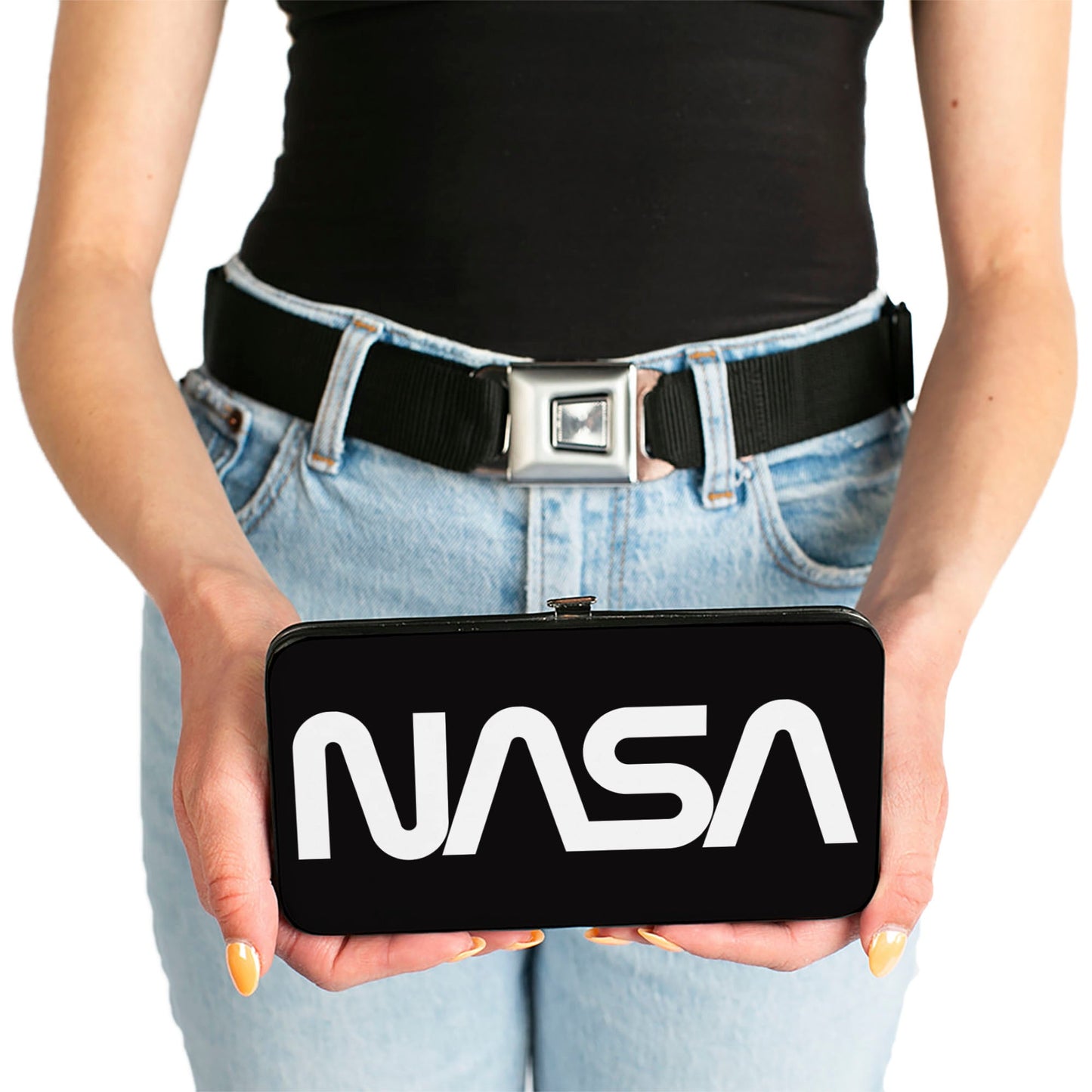 Hinged Wallet - NASA Text Black White