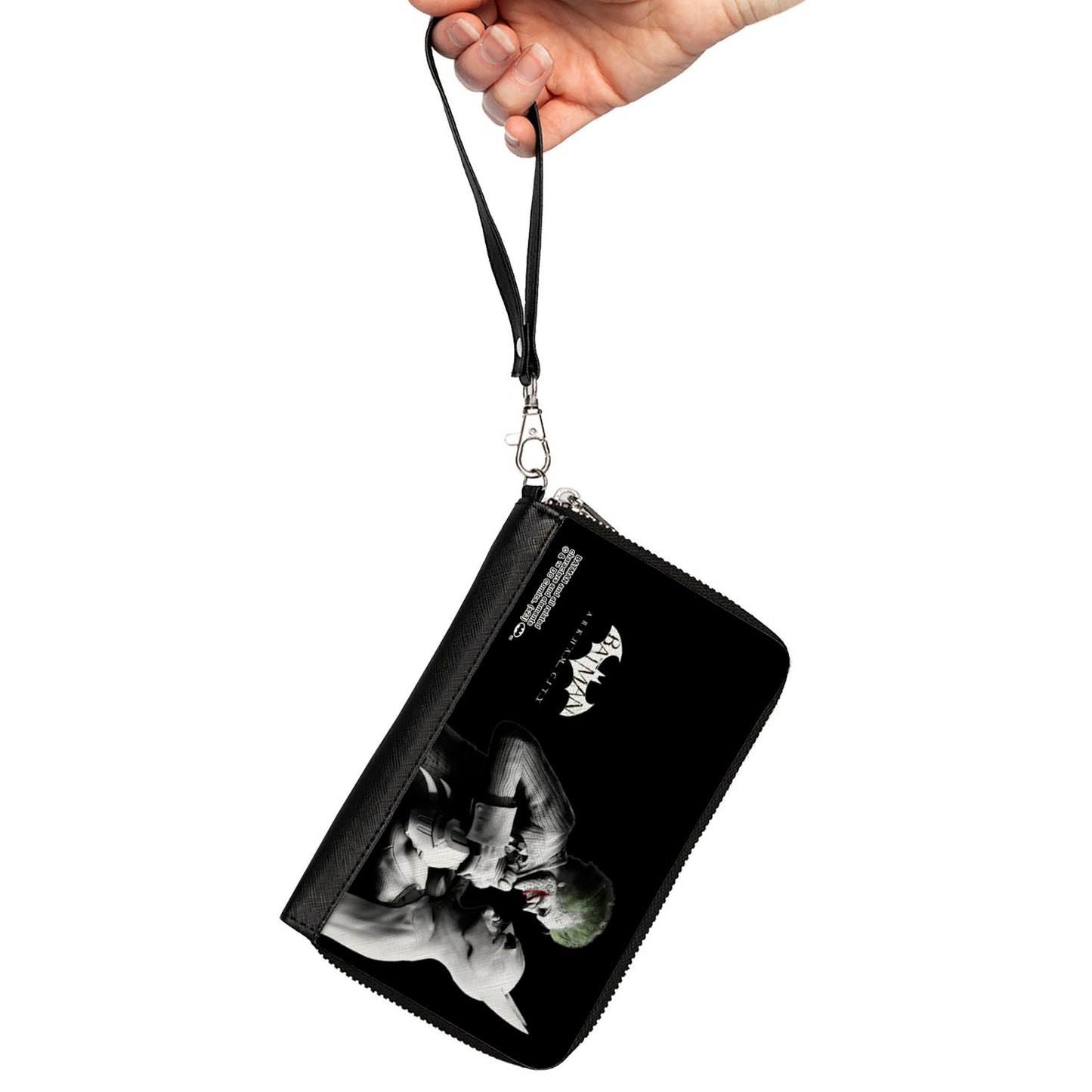 PU Zip Around Wallet Rectangle - BATMAN ARKHAM CITY Batman and Joker Pose Black/Grays
