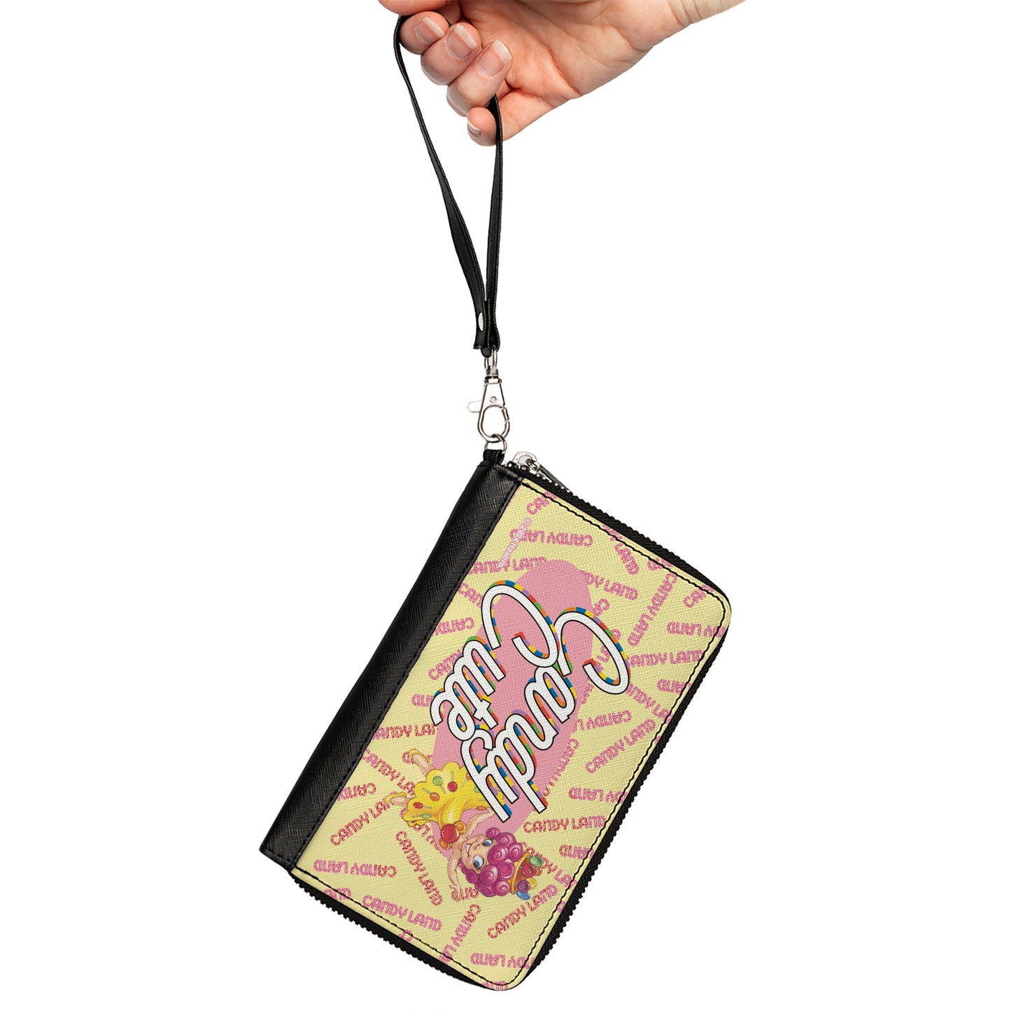 PU Zip Around Wallet Rectangle - Candy Land CANDY CUTE Princess Lolly Pose and Logo Yellow/Pinks