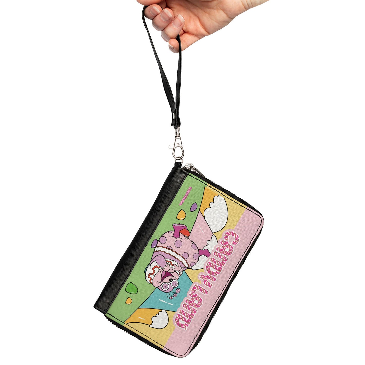 PU Zip Around Wallet Rectangle - Candy Land Jolly Laughing Pose and Gum Drop Mountains Multi Color