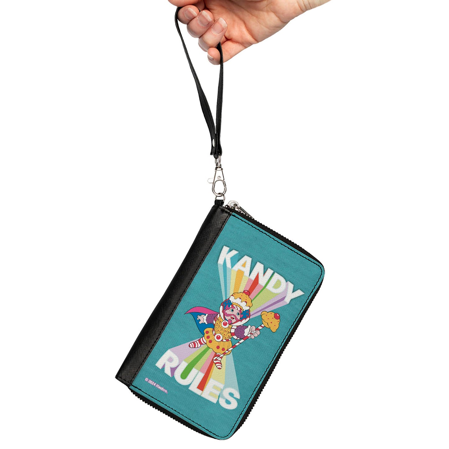 PU Zip Around Wallet Rectangle - Candy Land KANDY RULES King Kandy Pose Teal/Multi Color