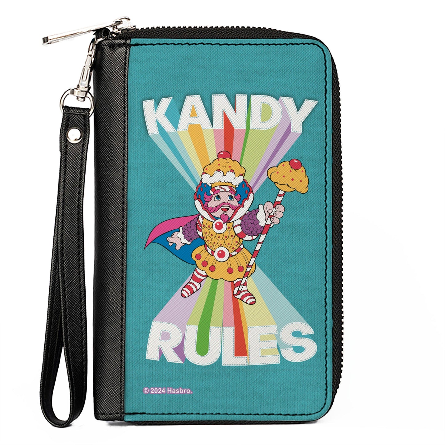 PU Zip Around Wallet Rectangle - Candy Land KANDY RULES King Kandy Pose Teal/Multi Color
