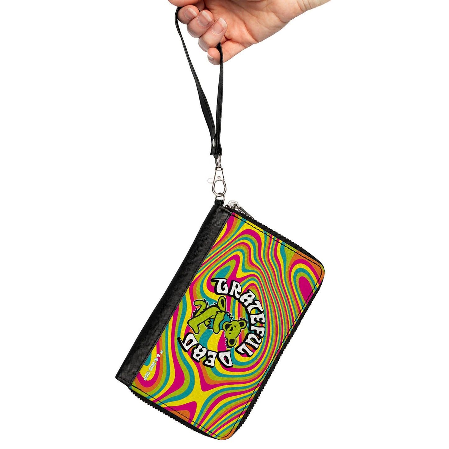 PU Zip Around Wallet Rectangle - GRATEFUL DEAD Dancing Bear Icon Swirl Multi Color/White/Black