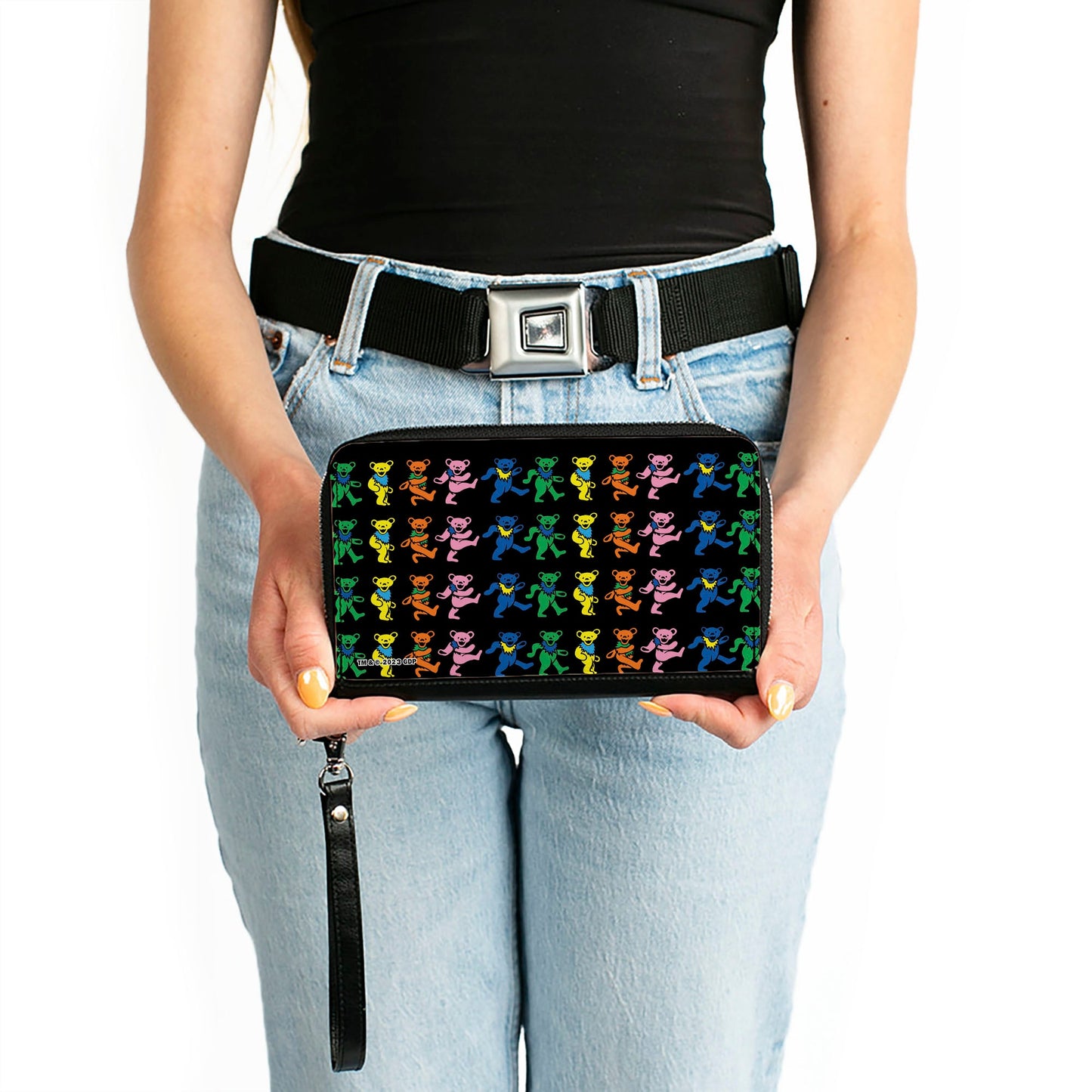 PU Zip Around Wallet Rectangle - Grateful Dead Dancing Bears Black/Multi Color