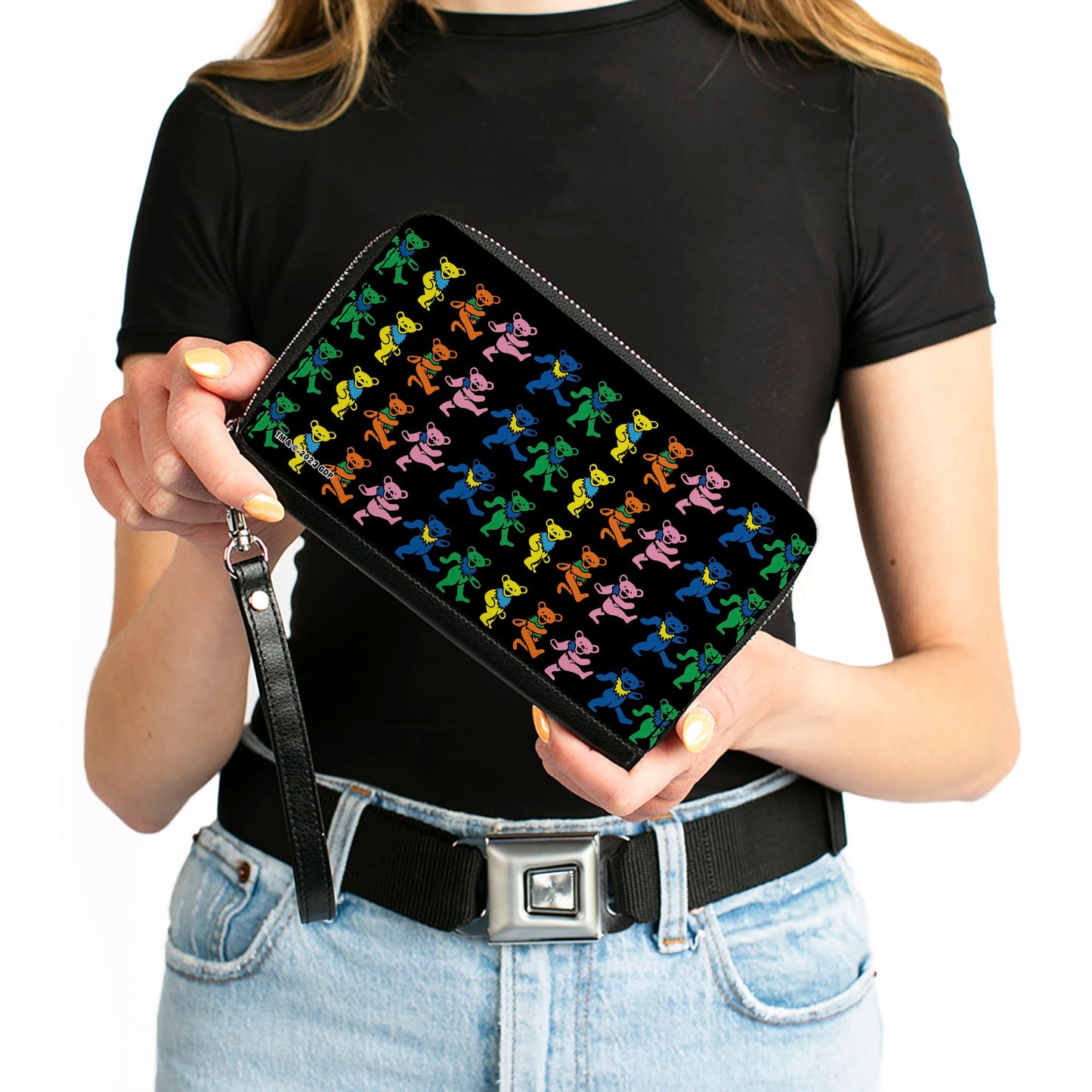 PU Zip Around Wallet Rectangle - Grateful Dead Dancing Bears Black/Multi Color