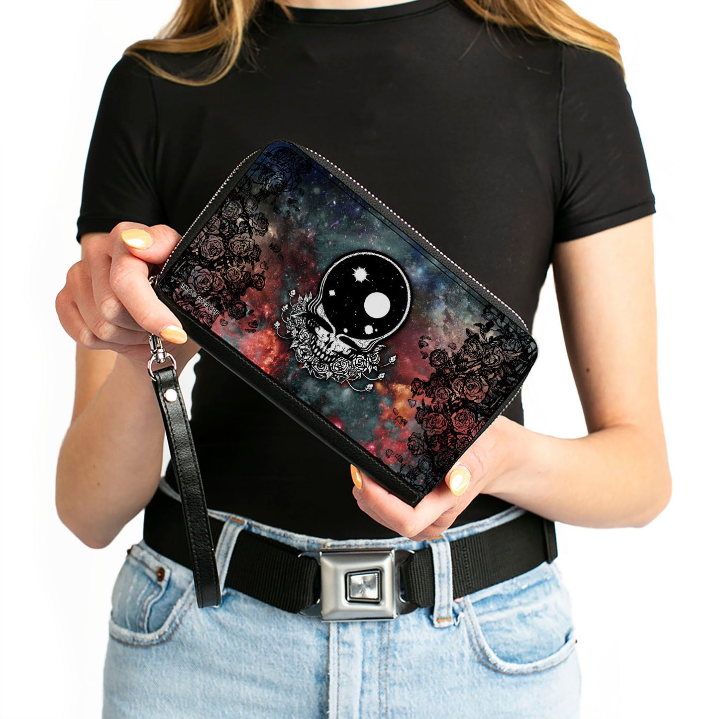 PU Zip Around Wallet Rectangle - Grateful Dead Space Your Face/Galaxy
