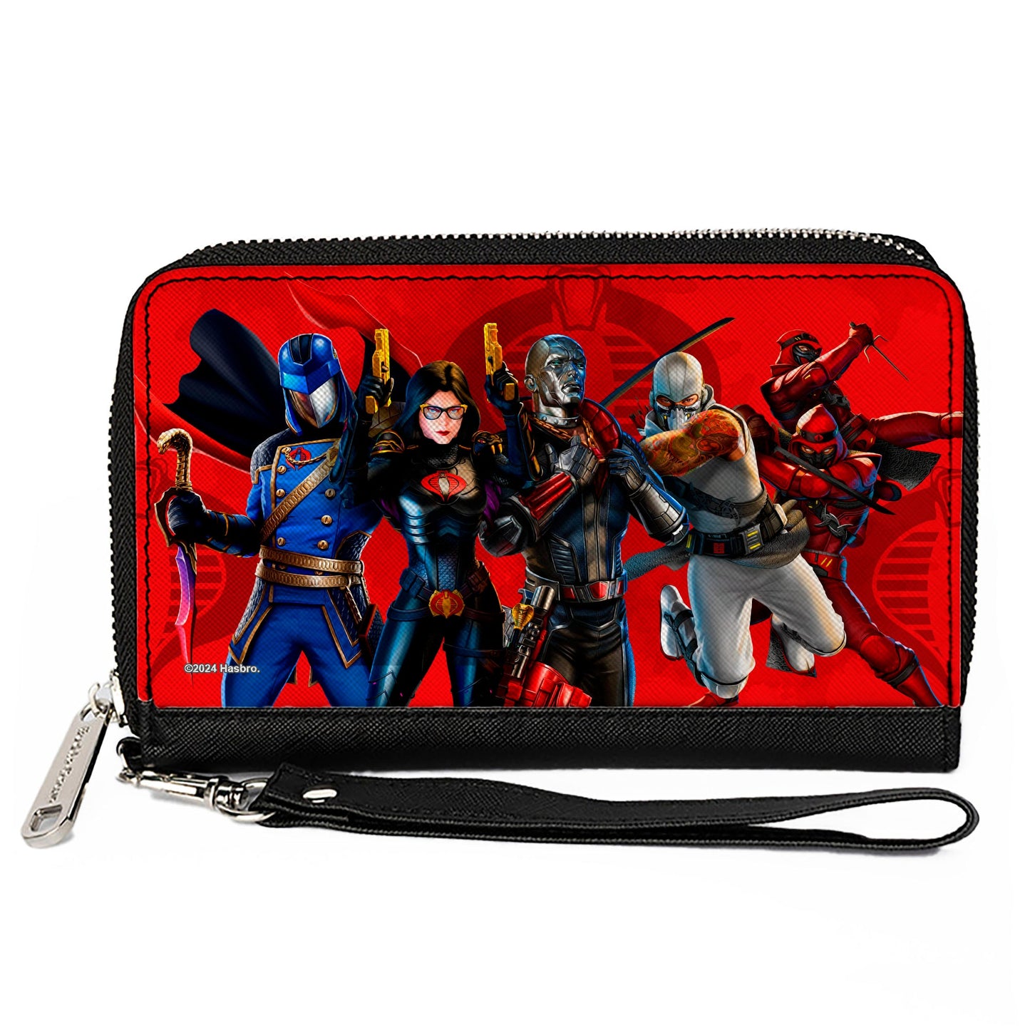 PU Zip Around Wallet Rectangle - GI Joe COBRA Agents Group Pose and Logo Reds