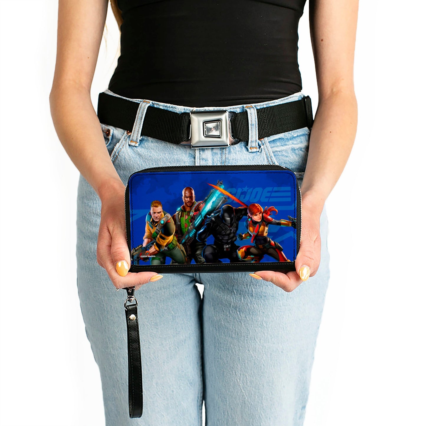 PU Zip Around Wallet Rectangle - GI Joe Unit Agents Group Pose and Logo Blues