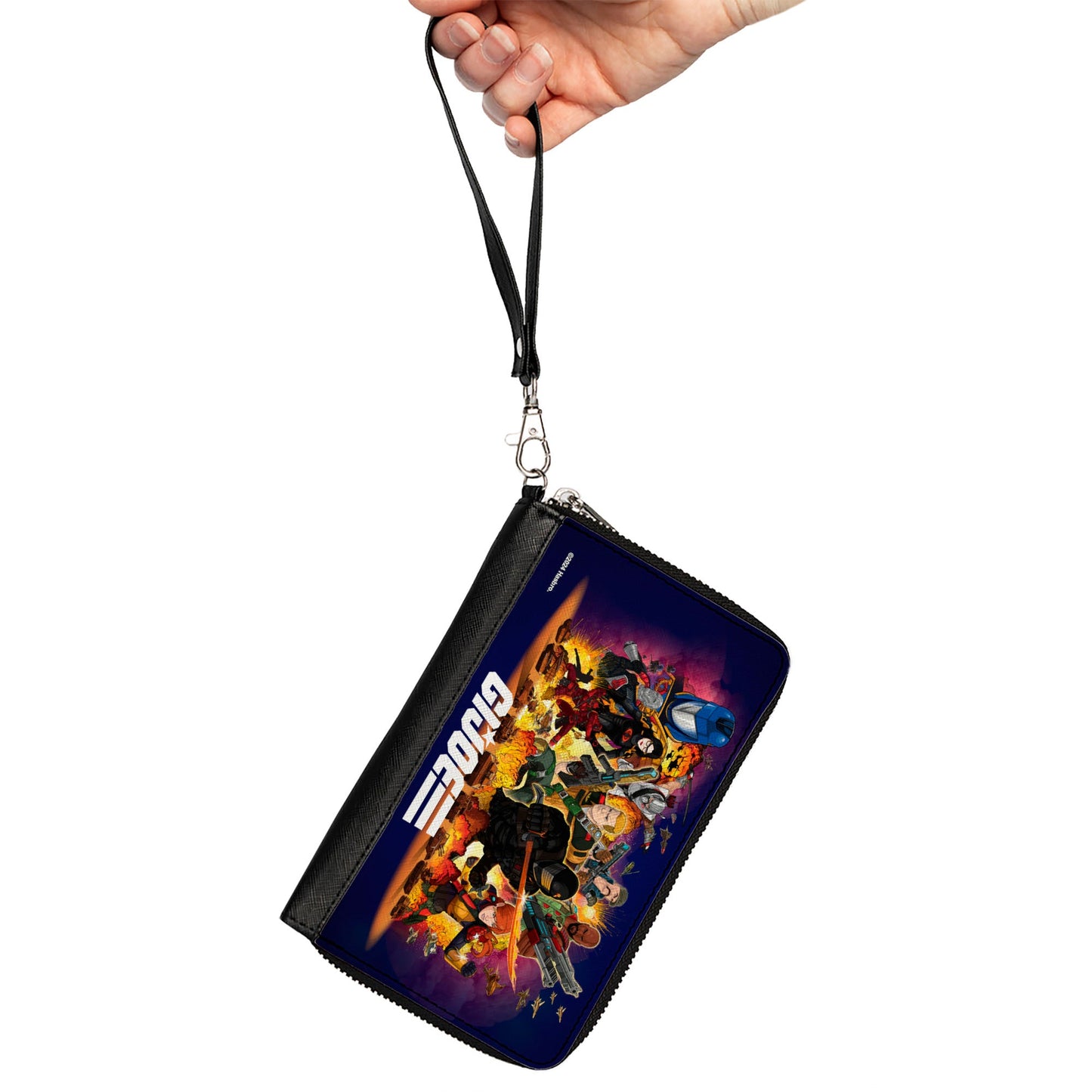 PU Zip Around Wallet Rectangle - GI Joe Universe Agents Explosion Group Pose and Logo Blue