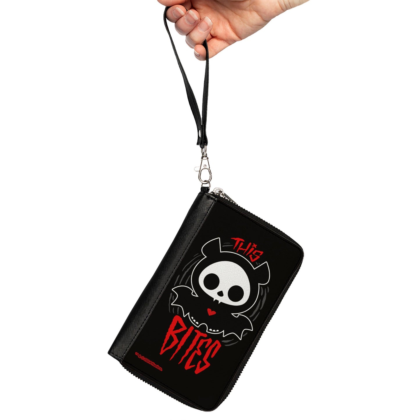 PU Zip Around Wallet Rectangle - SKELANIMALS Diego the Bat Fog Pose This Bites