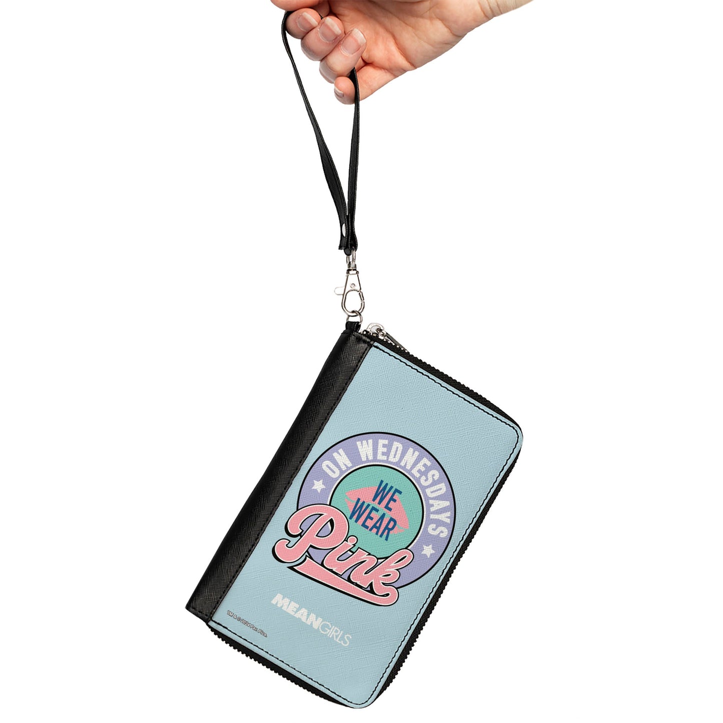 PU Zip Around Wallet Rectangle - Mean Girls ON WEDNESDAYS WE WEAR PINK Icon Blues/Pinks