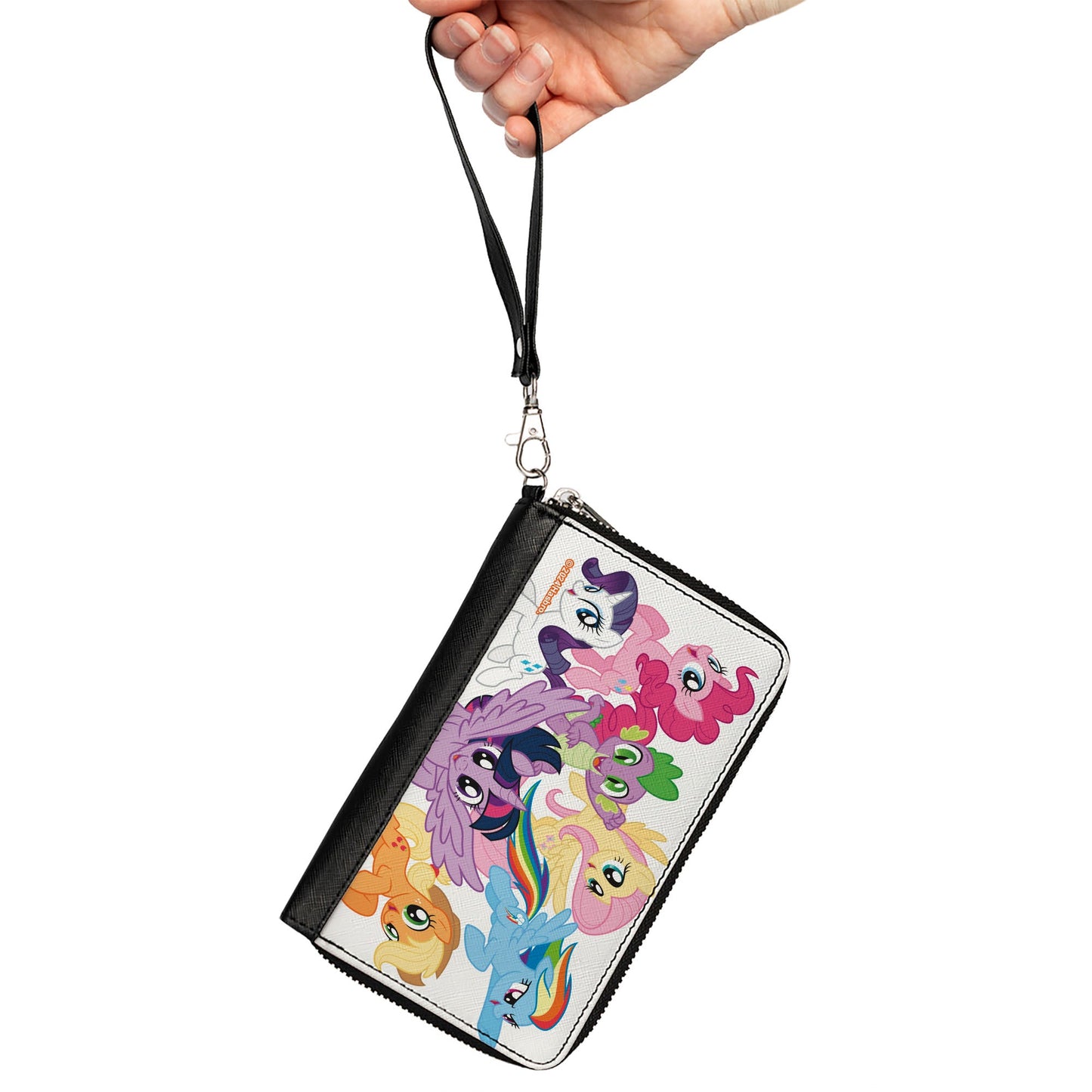 PU Zip Around Wallet Rectangle - My Little Pony Mane Six and Spike Action Poses Group White