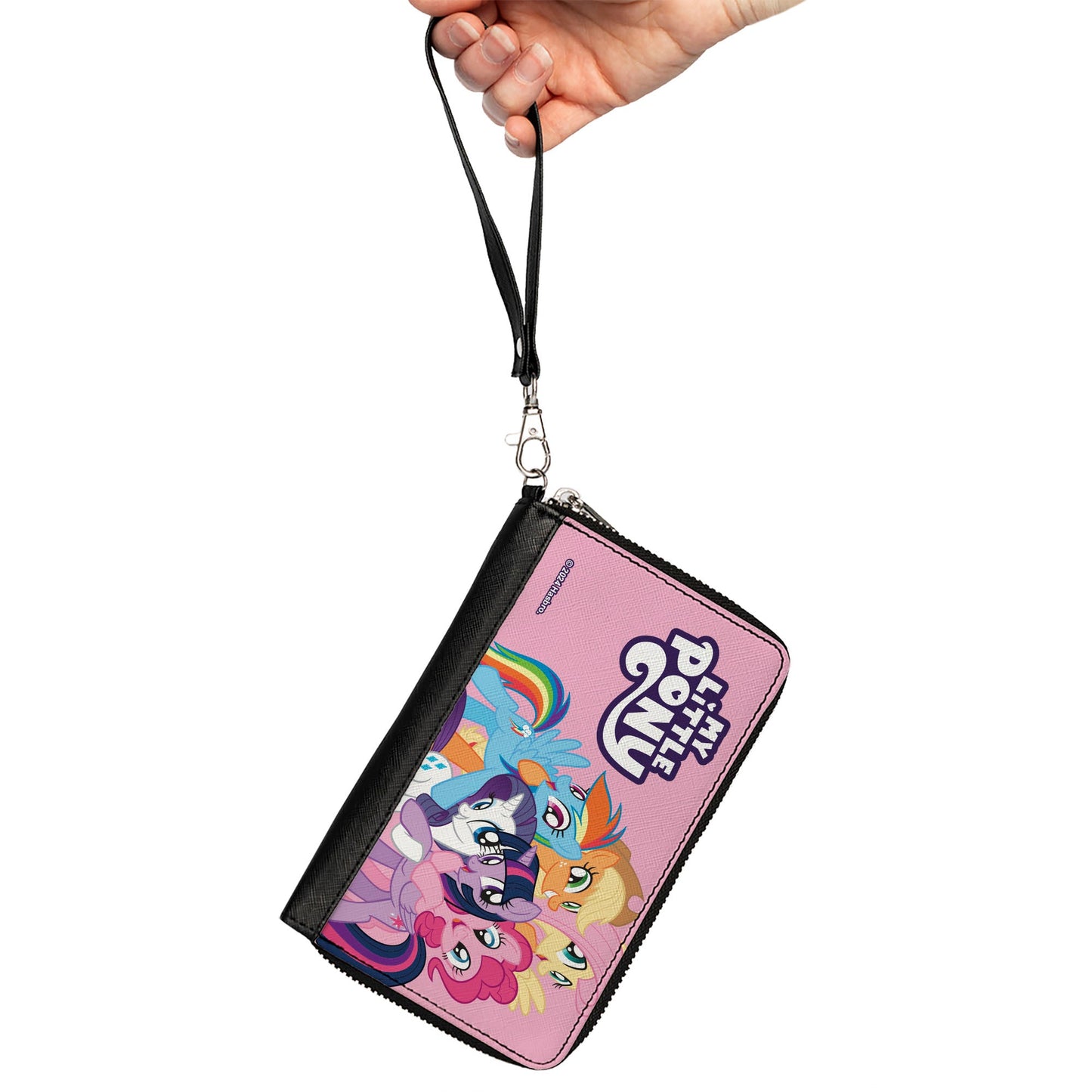 PU Zip Around Wallet Rectangle - MY LITTLE PONY Title Logo and Mane Six Group Pose Pink