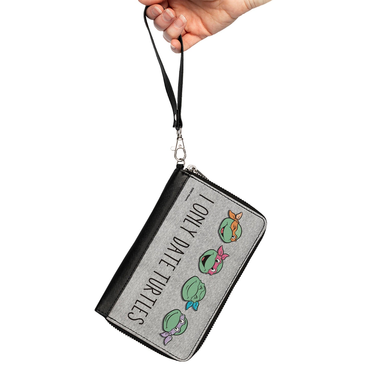 PU Zip Around Wallet Rectangle - Teenage Mutant Ninja Turtles I ONLY DATE TURTLES Expressions Grays