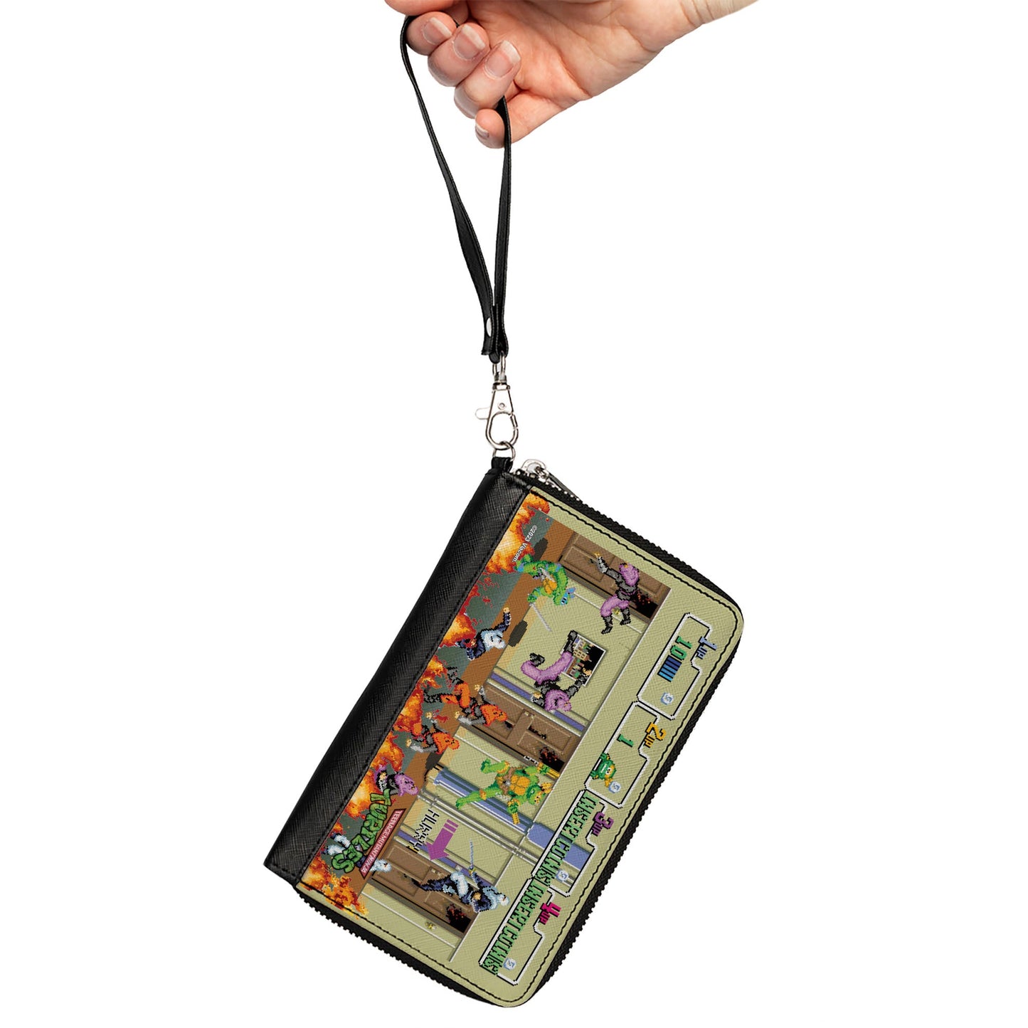 PU Zip Around Wallet Rectangle - Teenage Mutant Ninja Turtles 8-Bit Video Battle Scene