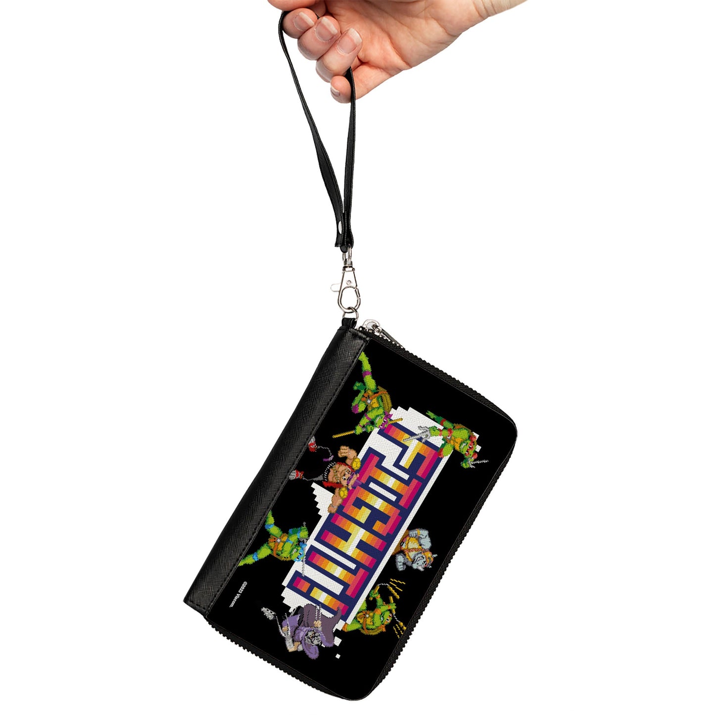 PU Zip Around Wallet Rectangle - Teenage Mutant Ninja Turtles and Villains Arcade FIGHT! Pose Black