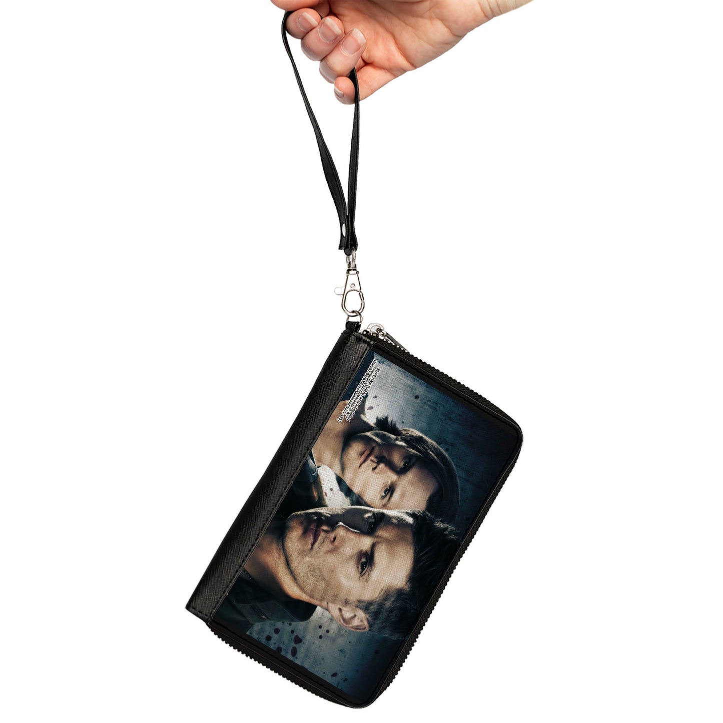 PU Zip Around Wallet Rectangle - Supernatural Winchester Brothers CLOSE-UP Pose Grays