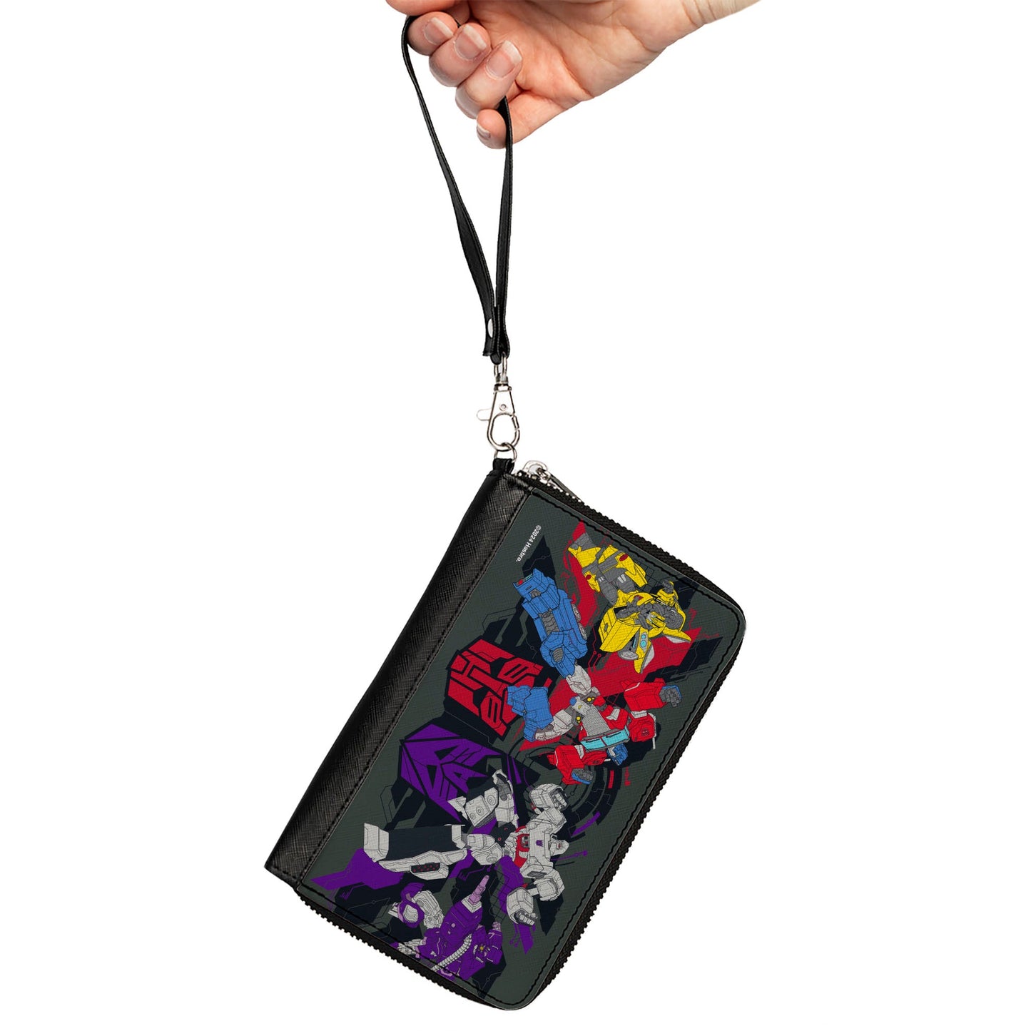 PU Zip Around Wallet Rectangle - Transformers Autobots Versus Decepticons Action Poses and Logos Grays/Black