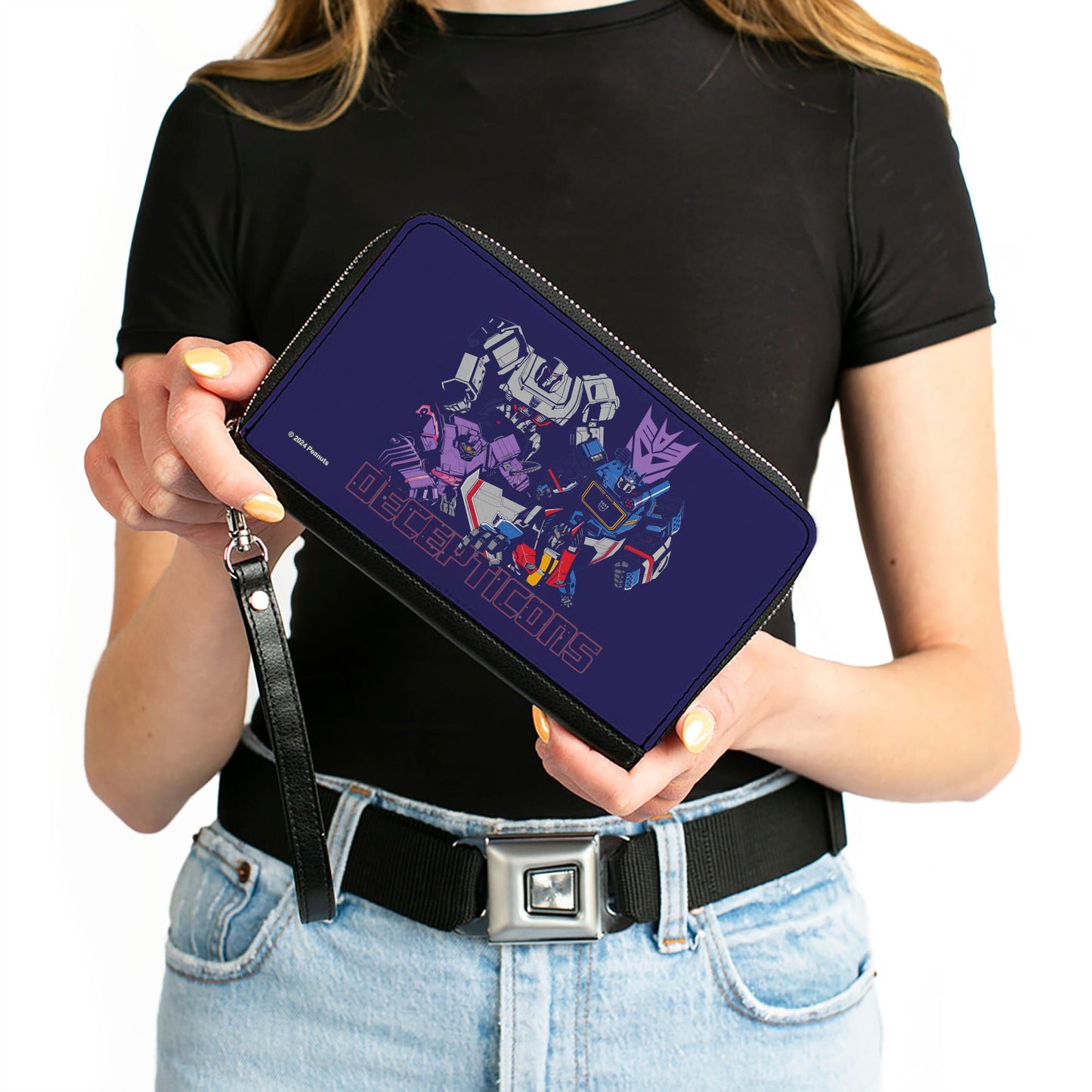 PU Zip Around Wallet Rectangle - Transformers DECEPTICONS Group Pose and Text Blues