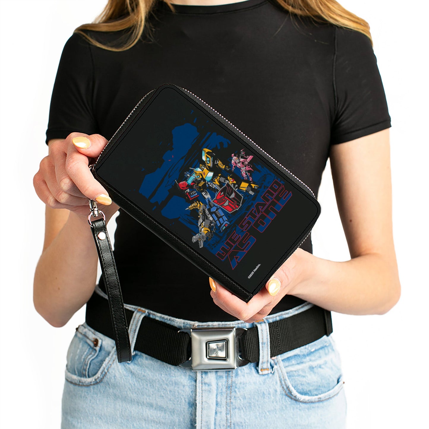 PU Zip Around Wallet Rectangle - Transformers Autobots WE STAND AS ONE Group Pose Black/Blue/Red