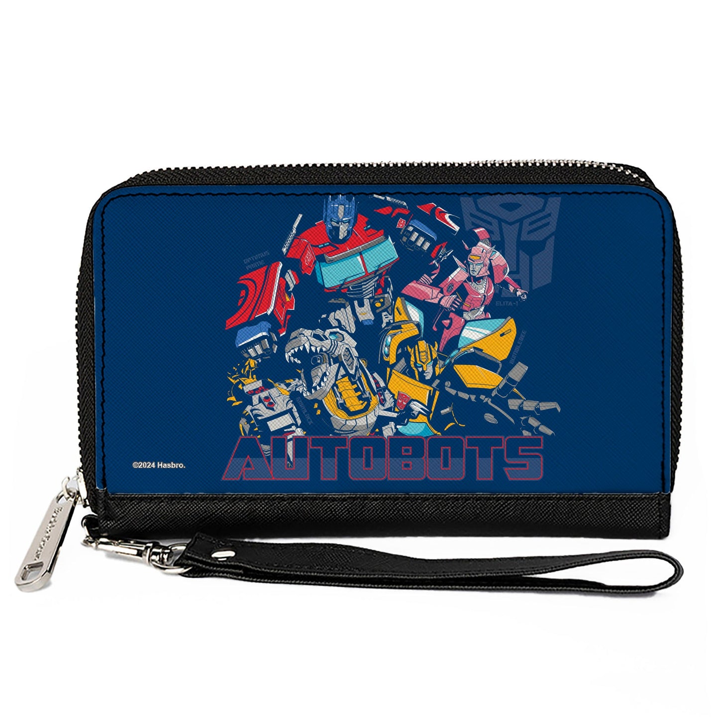 PU Zip Around Wallet Rectangle - Transformers AUTOBOTS Group Pose and Text Blues