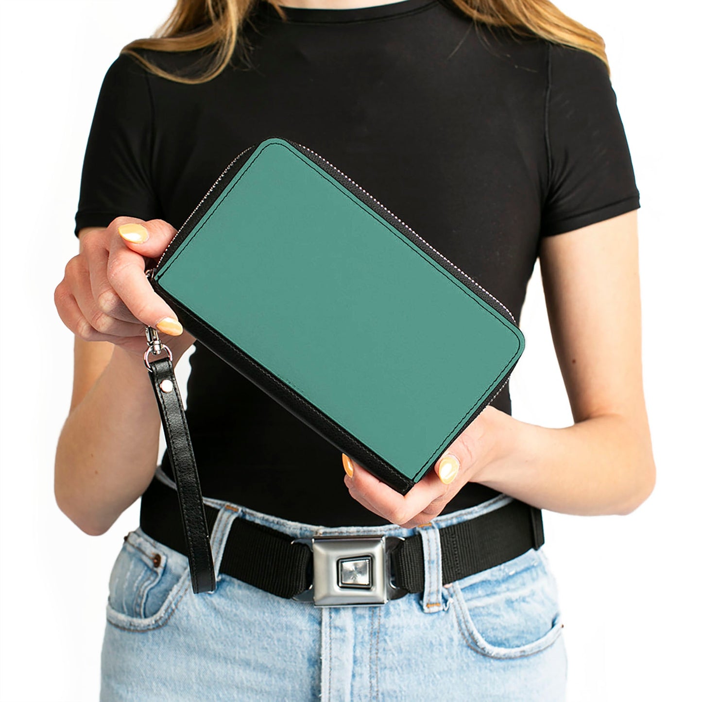 PU Zip Around Wallet Rectangle - Teal