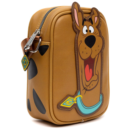 Scooby Doo Bag, Crossbody, Scooby Doo Smiling Face and Spots, Brown, Vegan Leather