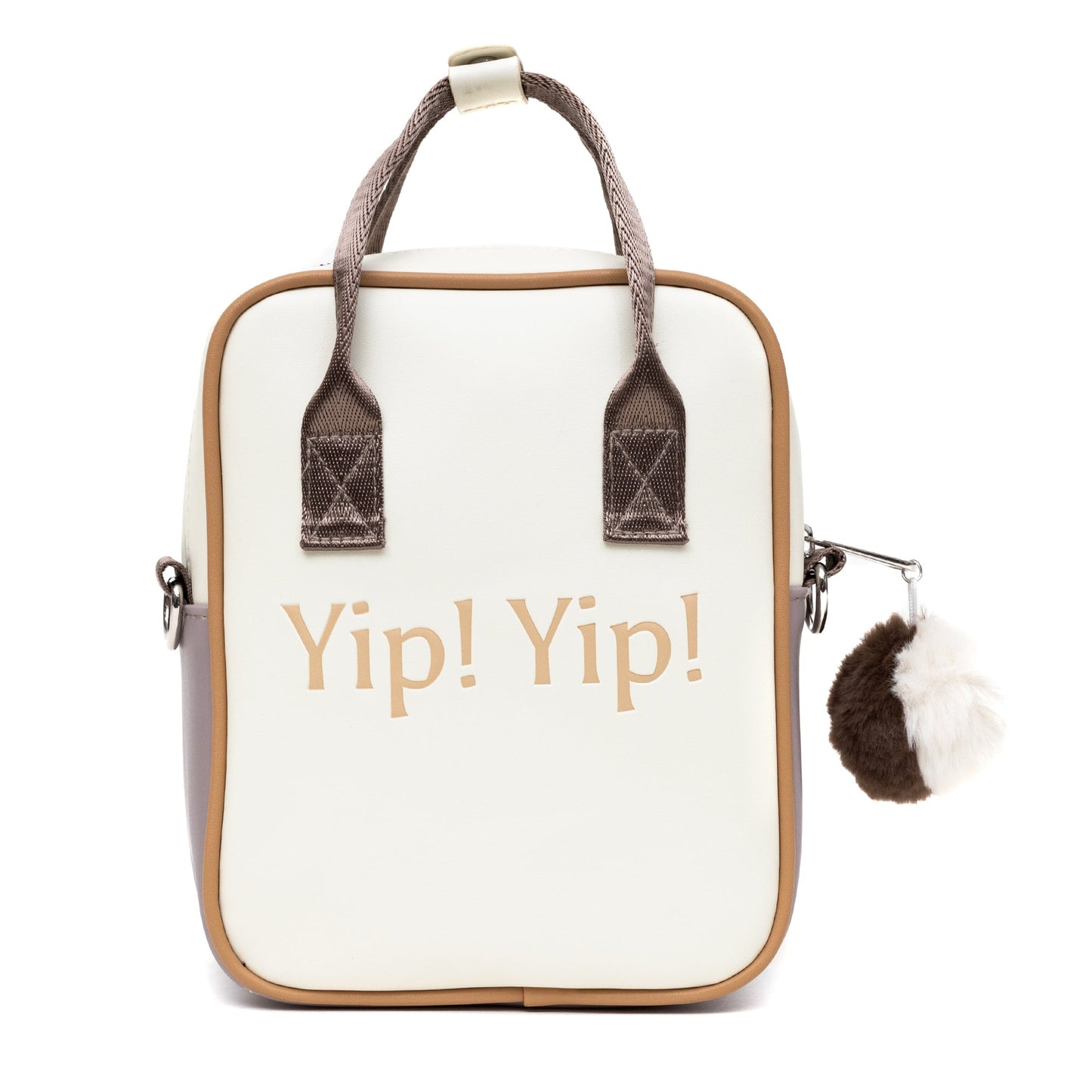 Nickelodeon Vegan Leather Crossbody Backpack for Men and Women with Adjustable Strap, Avatar Appa Furry Face and YIP! YIP! Text Debossed Tan