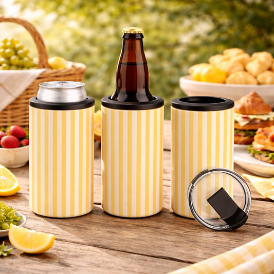 4-in-1 Yellow Pinstripes Tumbler