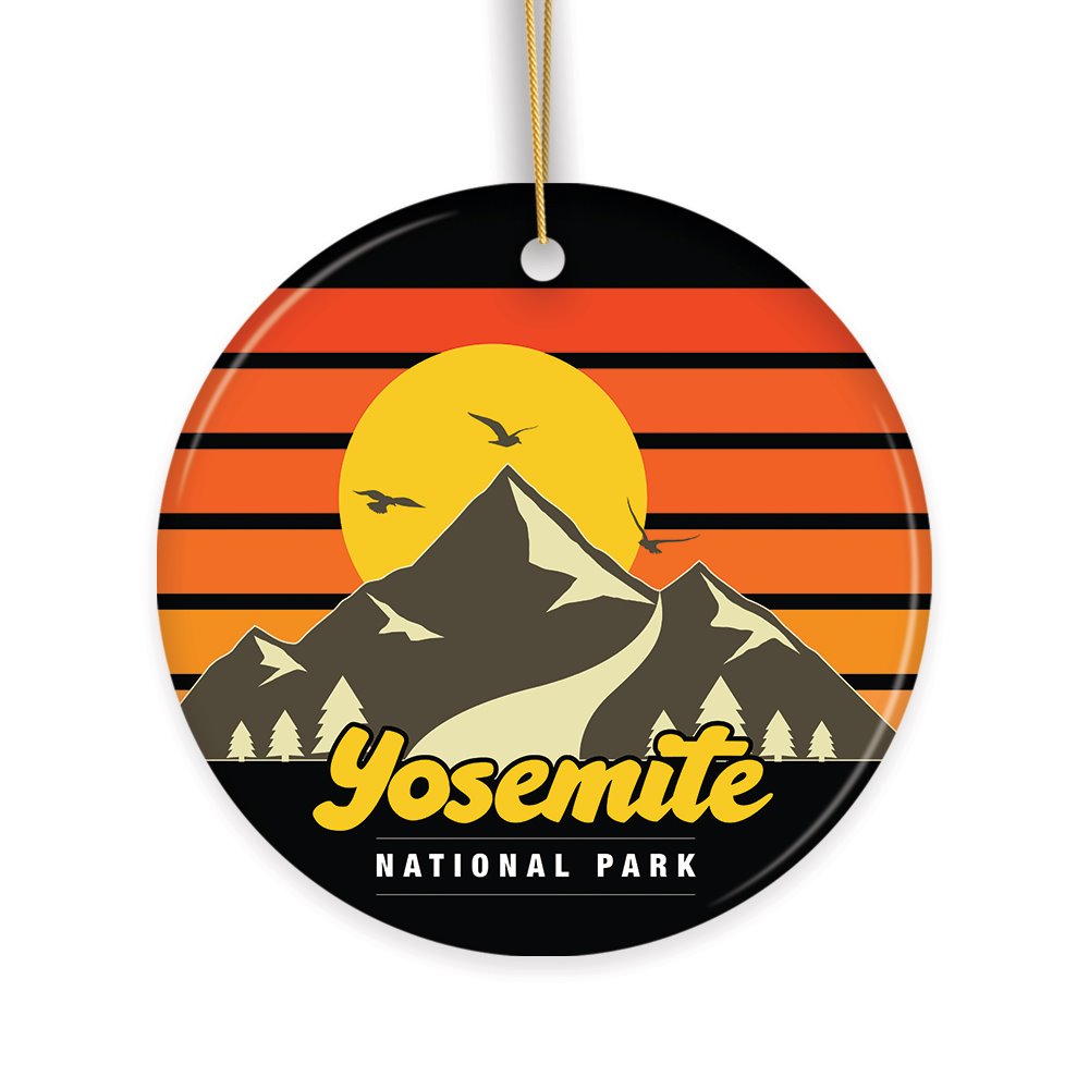 Yosemite National Park Retro Style Ornament, California USA Tourist Attraction and Gift