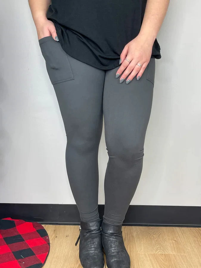 Charcoal Gray Leggings w/ Pockets