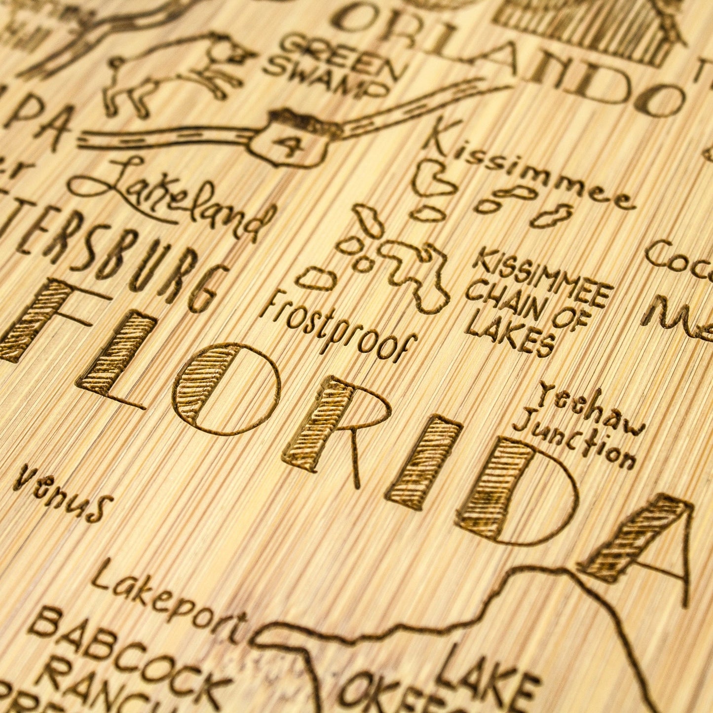 Totally Bamboo Destination Florida State Shaped Serving and Cutting Board