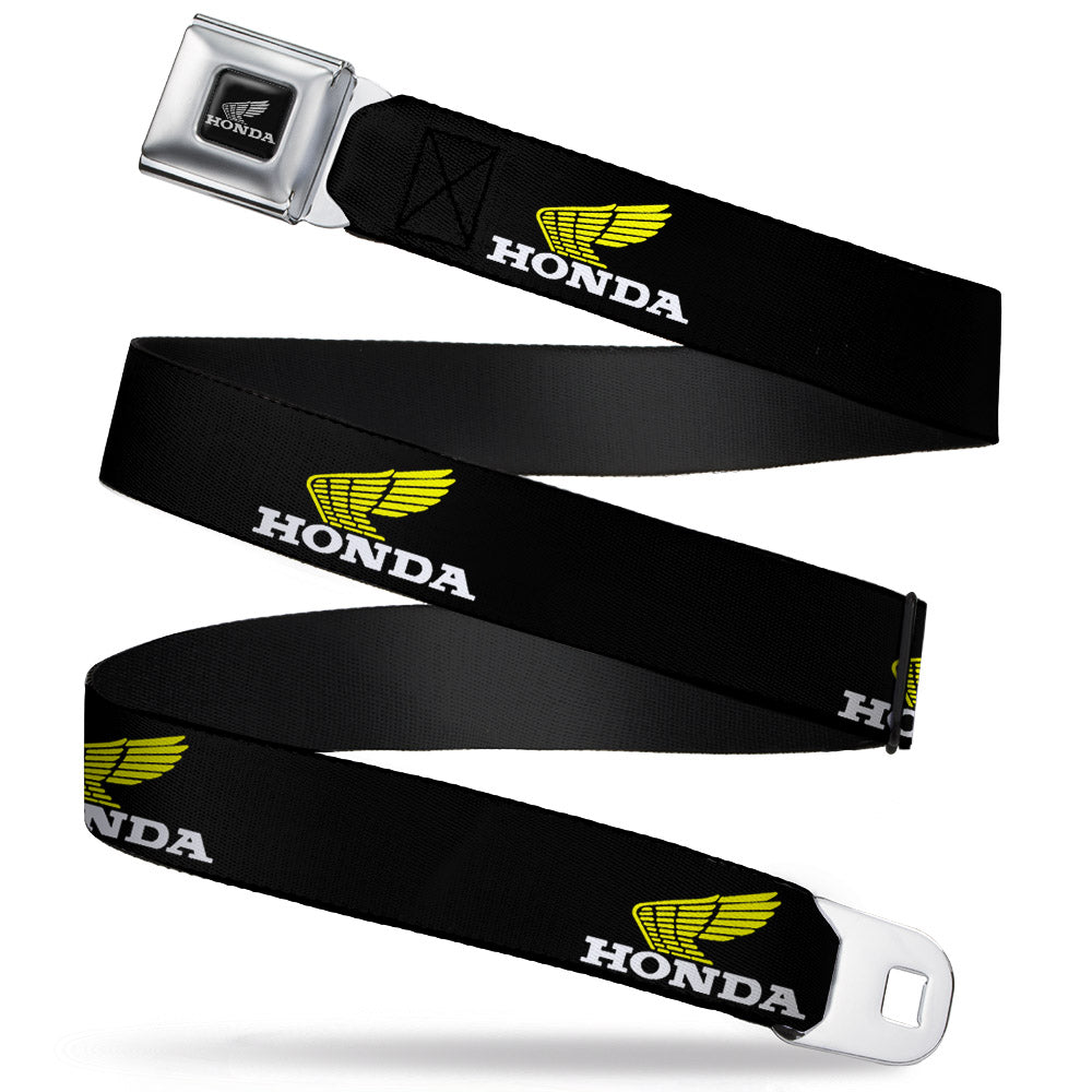 Honda Motorcycle Curved Logo Black Silver Seatbelt Belt - HONDA Motorcycle Curved Logo Black/Yellow/White Webbing