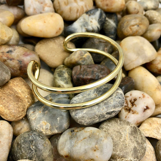 Bombshell Wire Cuff - Adjustable Recycled Brass Arm Cuff, Minimal Artisan