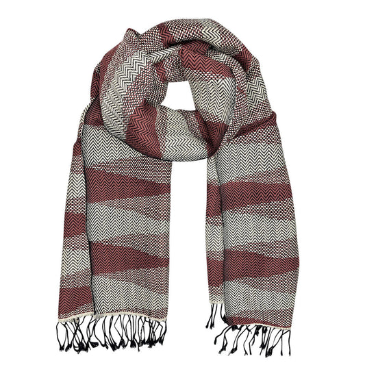 Cambodia Chevron Tapestry Scarf 100% Organic Cotton Handloomed Tassel Fringe