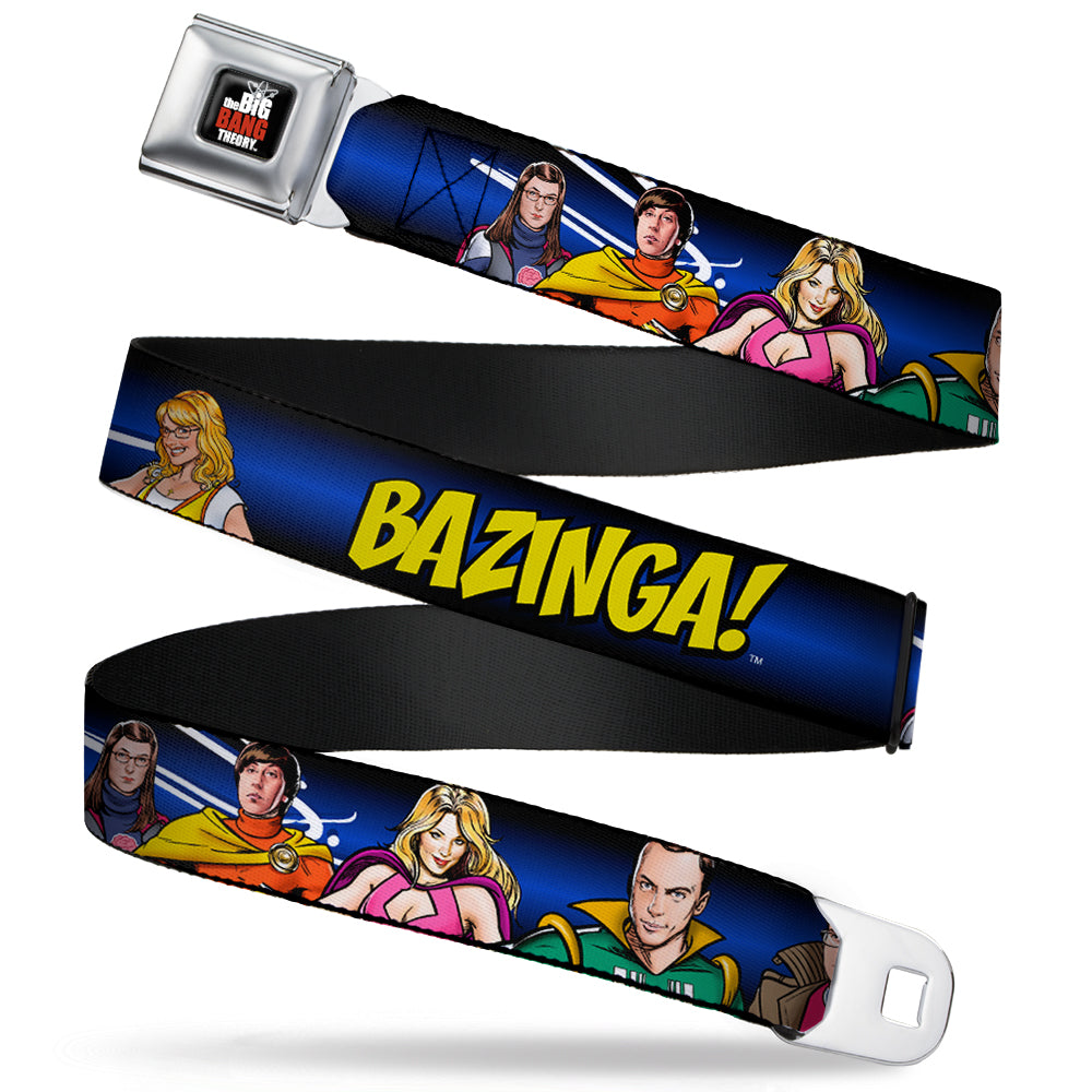 THE BIG BANG THEORY Full Color Black White Red Seatbelt Belt - The Big Bang Theory Superhero Characters Group BAZINGA! Black-Blue Fade Webbing