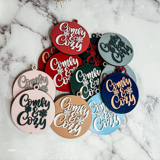 Handmade Wooden Comfy And Cozy Christmas Ornaments With Snowflakes 12 Colors Holiday Decor
