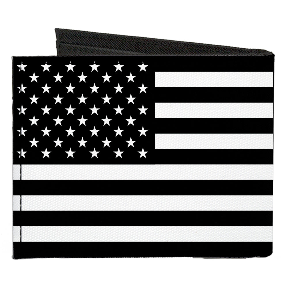 Canvas Bi-Fold Wallet - American Flag Black White