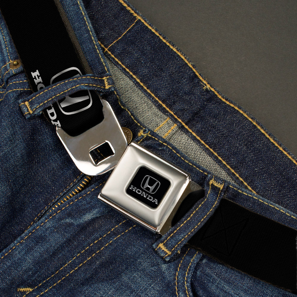 Honda Seatbelt Belt - Honda Logo Black/Silver REPEAT Webbing