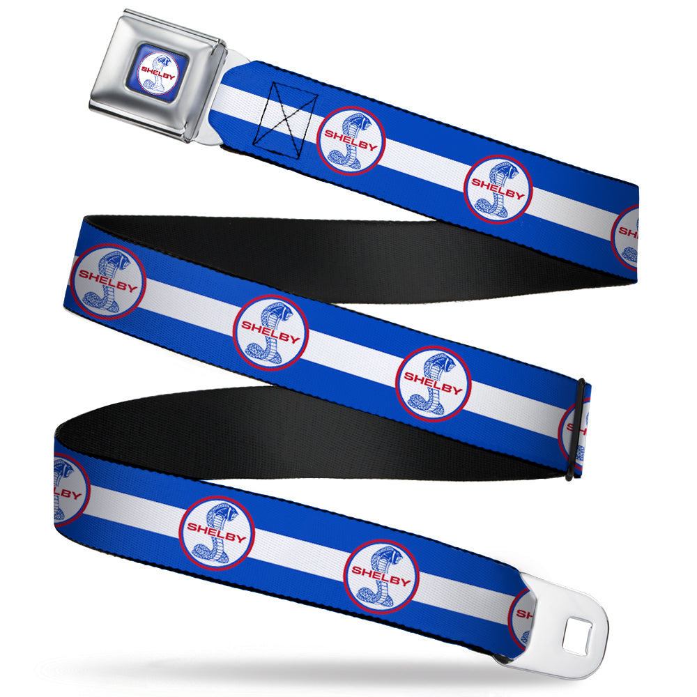 SHELBY Tiffany Split Full Color Blue Red White Seatbelt Belt - SHELBY Tiffany Split/Stripe Blue/White/Red Webbing