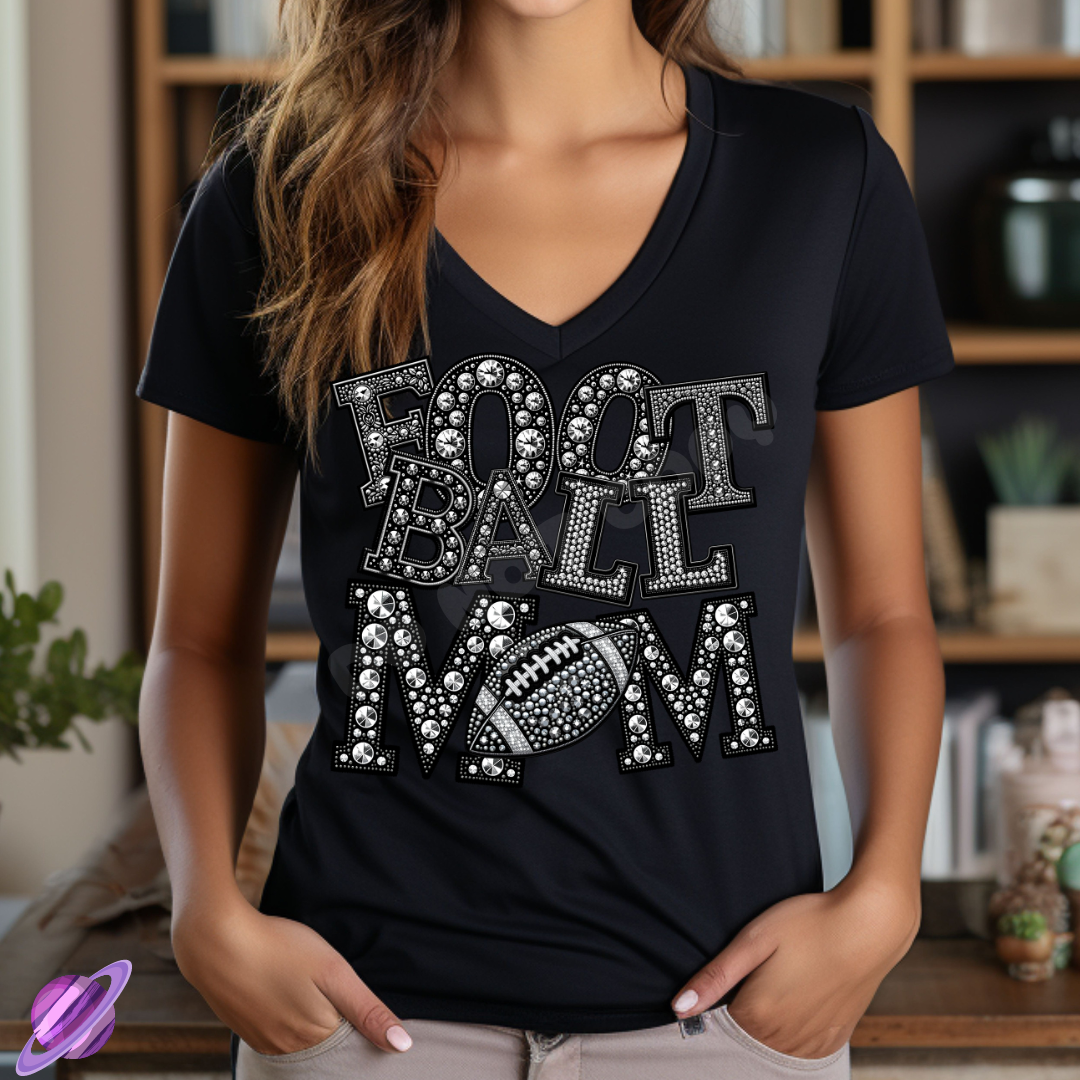 FOOTBALL MOM BLING TEE
