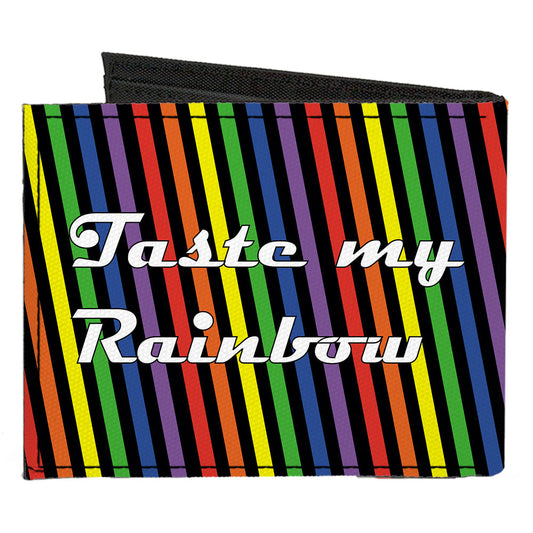 Canvas Bi-Fold Wallet - TASTE MY RAINBOW Black Multi Color