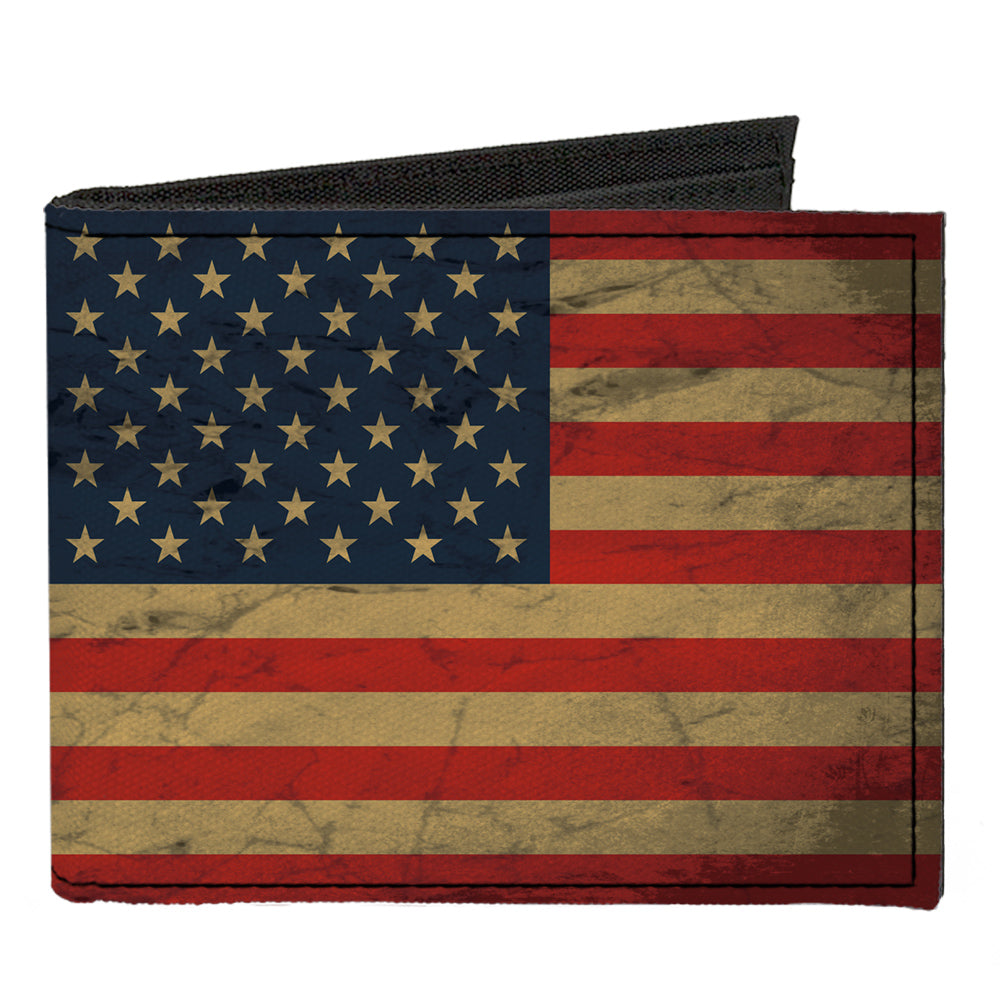 Canvas Bi-Fold Wallet - American Flag Weathered