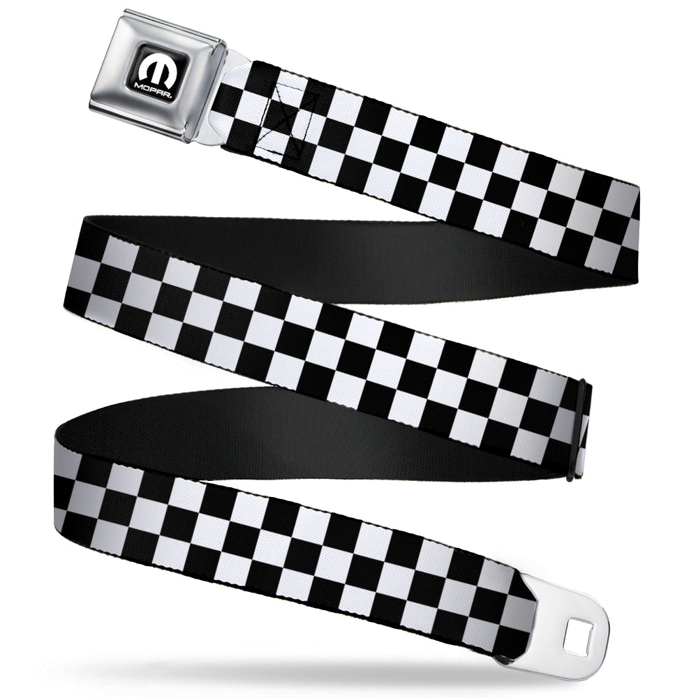 Black and White Checkered with MOPAR Logo Seatbelt Belt