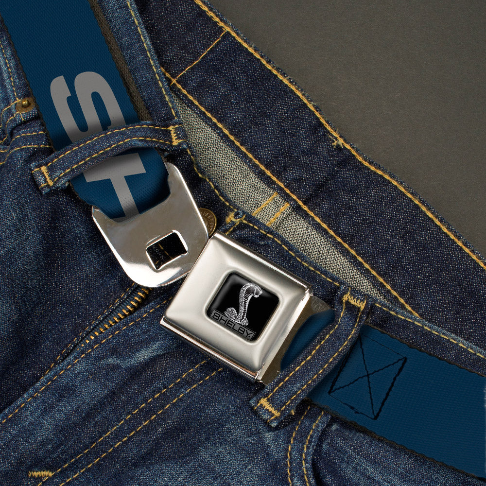 SHELBY Tiffany Box Full Color Black Silver-Fade Seatbelt Belt - SHELBY Bold Blue/Gray Webbing