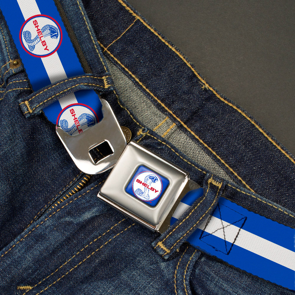 SHELBY Tiffany Split Full Color Blue Red White Seatbelt Belt - SHELBY Tiffany Split/Stripe Blue/White/Red Webbing