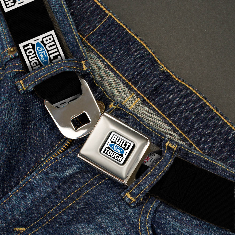 BUILT FORD TOUGH Logo2 Full Color Black White Blue Seatbelt Belt - BUILT FORD TOUGH Logo2 Black/White/Blue Webbing